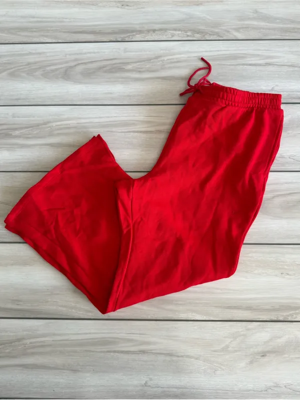 Victoria's Secret PINK Ivy Fleece Split-Hem Flare Sweatpants Red XL NWT - Image 2