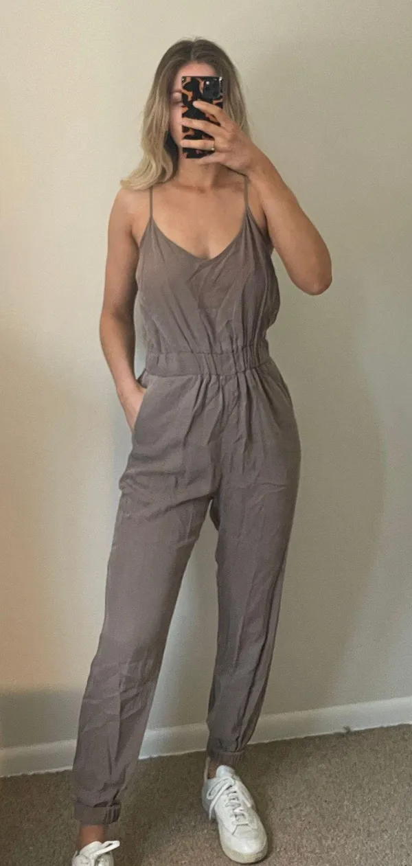 Thread and Supply Khaki Cargo Jumpsuit - Image 3