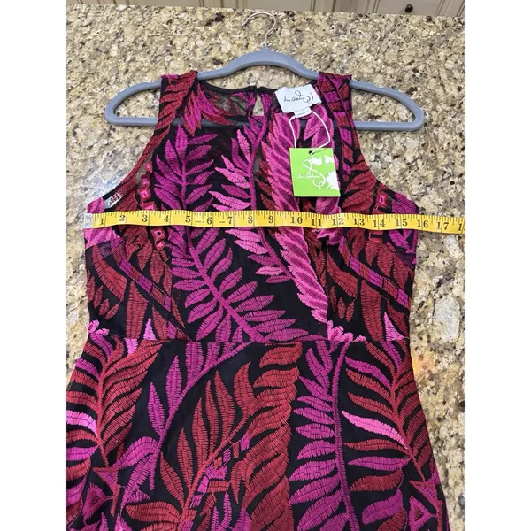 Sam Edelman Laurel Leaf Embroidered Mesh Midi Dress Size 4 Pink Magenta - Image 12