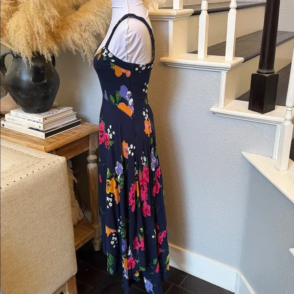 Anthropologie Maeve Vivienne Blue Motif Sweetheart Neckline Midi Dress Size 2 - Image 5