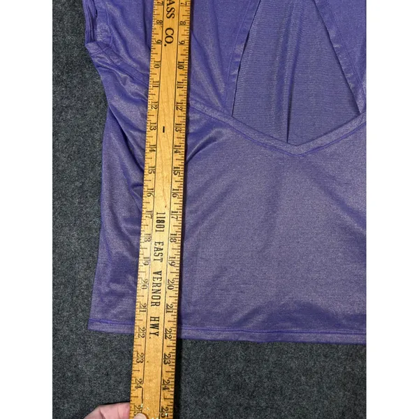 Lululemon Purple Heathered Open Back Yoga Training Top Short Sleeve Womens - Image 4