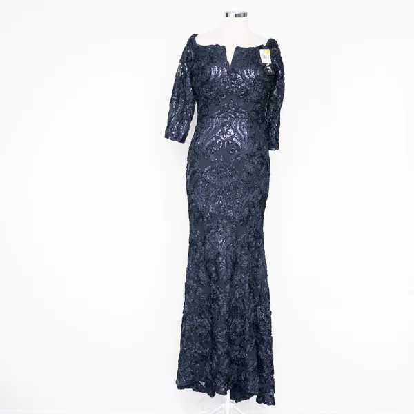 XSCAPE‎ | Sequin Embellished Off-The-Shoulder 3/4-Sleeve Gown - Image 2