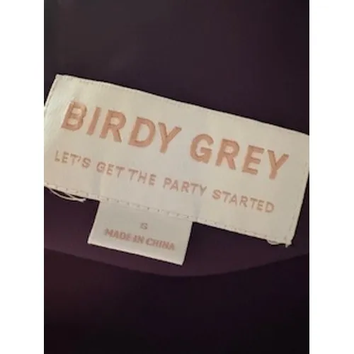 Birdy Grey One Shoulder Maxi Dress Purple Satin Slit Gown Bridesmaid Small - Image 4