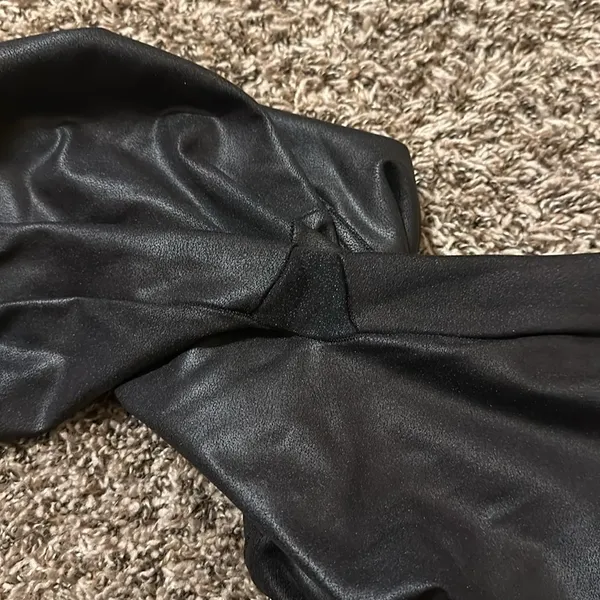 SPANX Black Faux Leather Leggings Large - Image 7