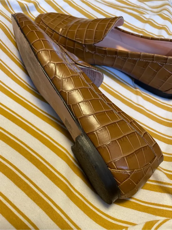 J. Crew Brown Croc-Embossed Leather Slip-On Loafers - Image 7