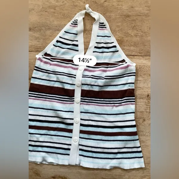Abercrombie & Fitch Women’s Sz XL Striped Ribbed Halter Sweater Vest - Image 12