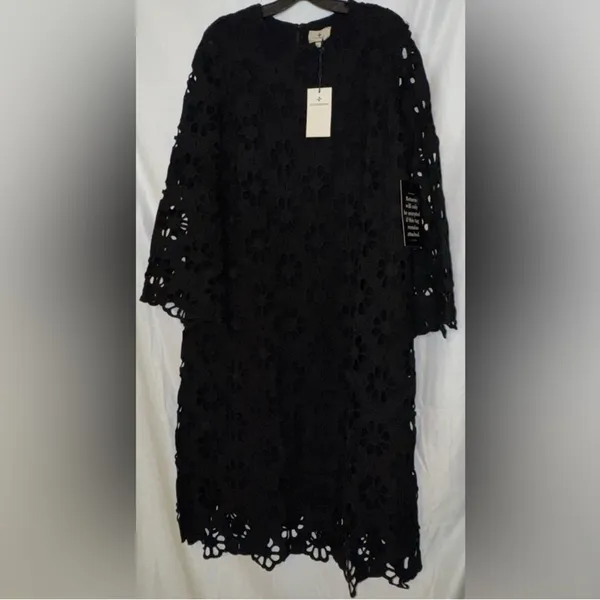 NWT Tuckernuck Hutton Midi Dress Noir Eyelet Lace Black Cocktail Dress S - Image 5