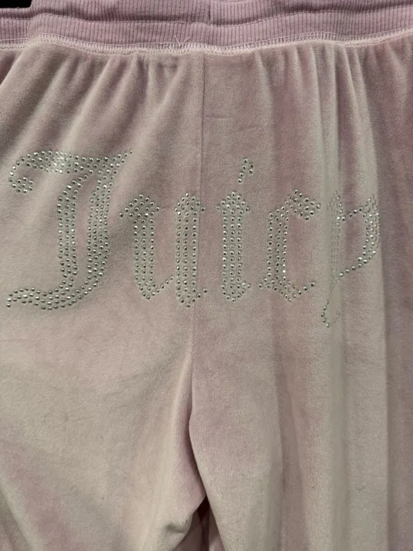 Juicy Couture Big Bling Juicy Velour Pink Women's Medium Track Pants Y2K - Image 2