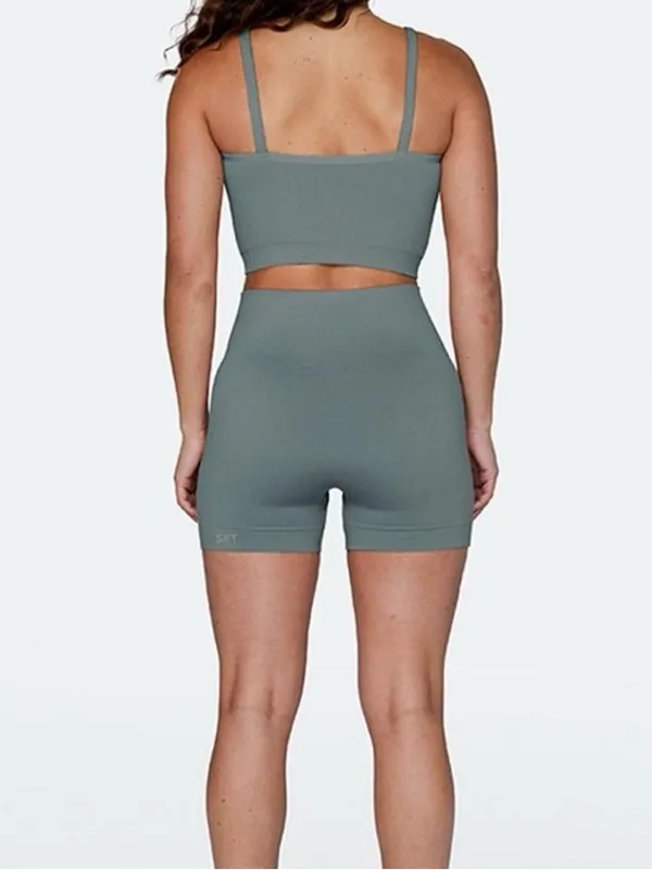 SET active Sculptflex High-Waist Seamless Biker Green Shorts Sz XS - Image 2