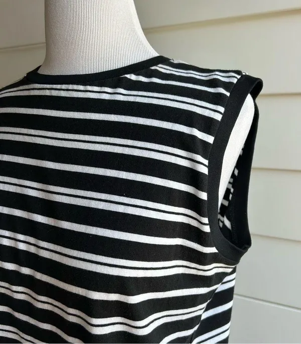 American Holic Black and White Striped Sleeveless Top Large - Image 5