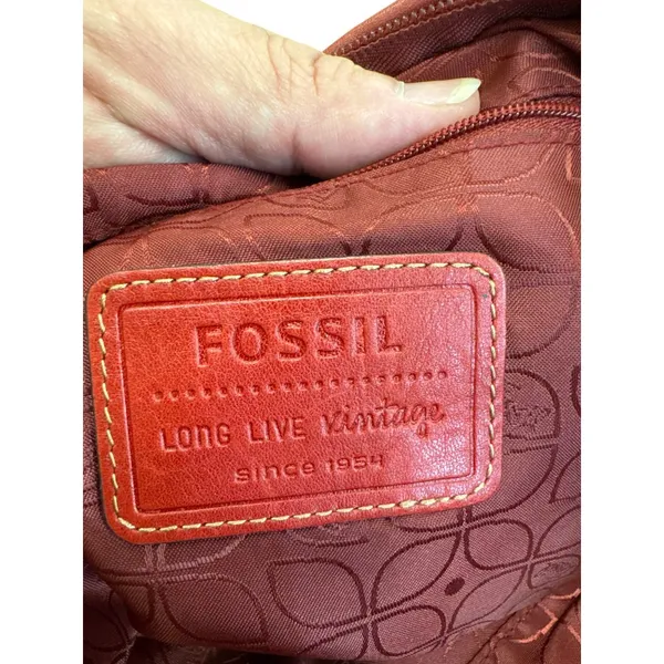Fossil Vintage Womans Red Leather Handbag Clutch With Dual Handles SKU8148 - Image 14