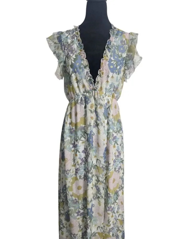 Baltic Born Size Medium Dress Slit Floral Boho Wedding Party Holidays - Image 3