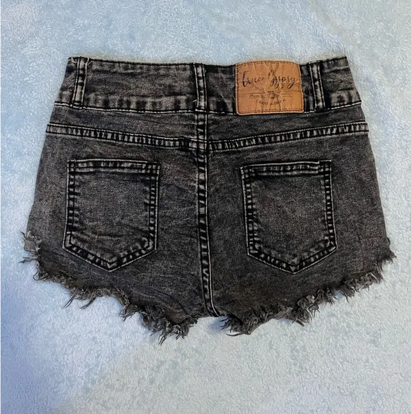 Gypsy Black Distressed Jean Shorts - Image 2