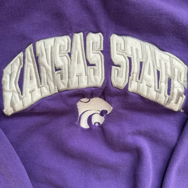 Vintage Purple Embroidered Kansas State Heavyweight Sweatshirt - Image 4