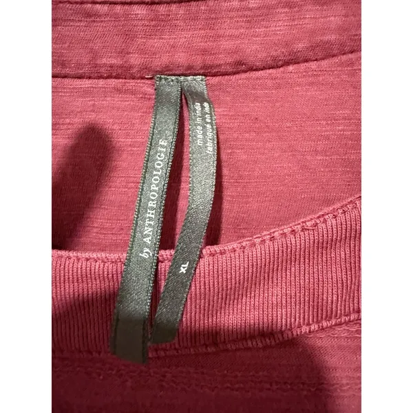 By Anthropologie‎ Top Women XL Dolman Sleeve Boat Neck Pink Textured Long Sleeve - Image 3