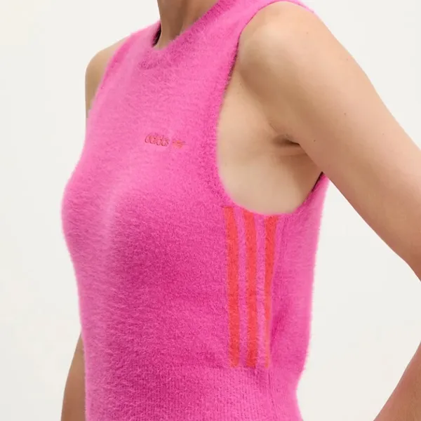 NWT adidas Fluffy Knitted Vest Fuzzy Soft Pink Red Small Semi Lucid Fuchsia - Image 9