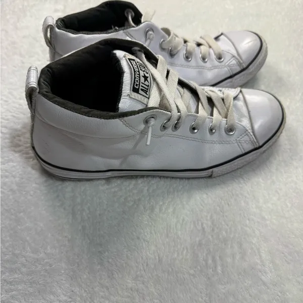 Converse White Canvas Sneakers with Rubber Sole - Image 2