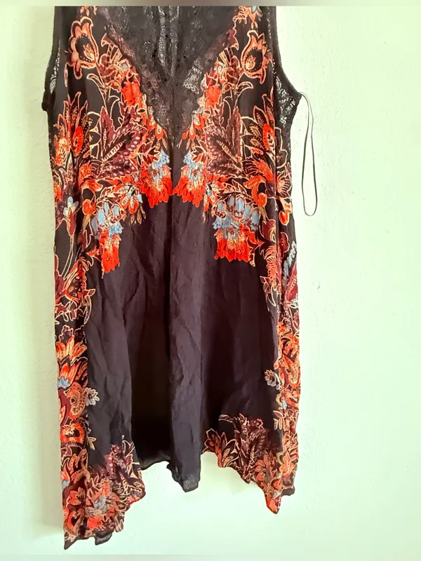 Free People Marsha Black Print Lace Slip Dress - Image 4