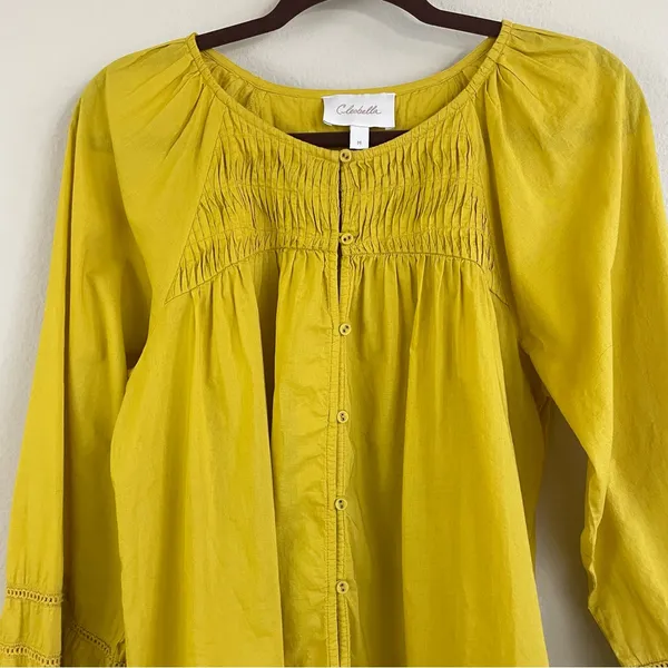 Cleobella Nerea Cotton Blouse in Citrine Yellow‎ Balloon Sleeves Size Medium - Image 5