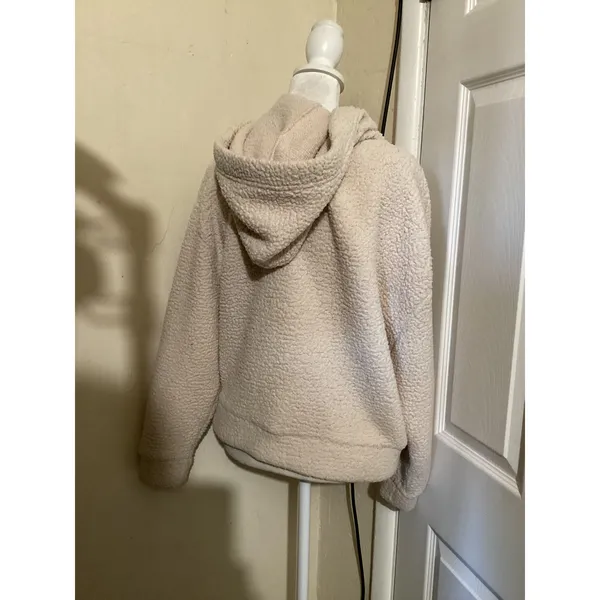 PINK Victoria's Secret UNLV Rebels Sherpa Fleece Full Zip Hoodie Cream Womens S - Image 4