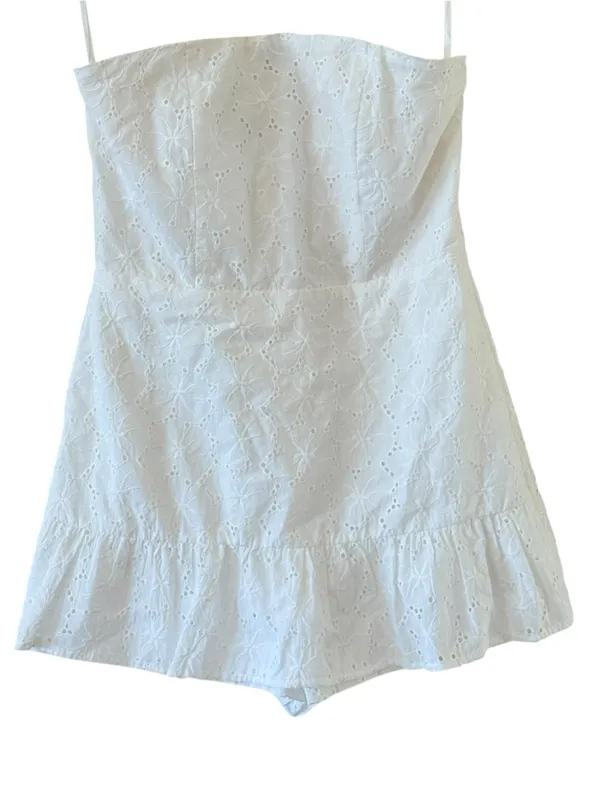 ALTAR’D STATE Baylyn Eyelet Strapless Corset Romper White Size L NEW - Image 7
