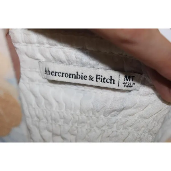 Womens Abercrombie & Fitch White Floral V-Neck Sleeveless Dress Size Medium Tall - Image 3