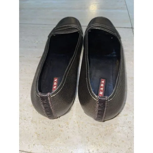 Prada Womens Loafers Flats Metallic Gold Size‎ 36.5 - Image 4