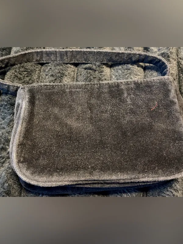 90’s Little Charcoal Suede Mini Bag with Brass Studs - Image 2