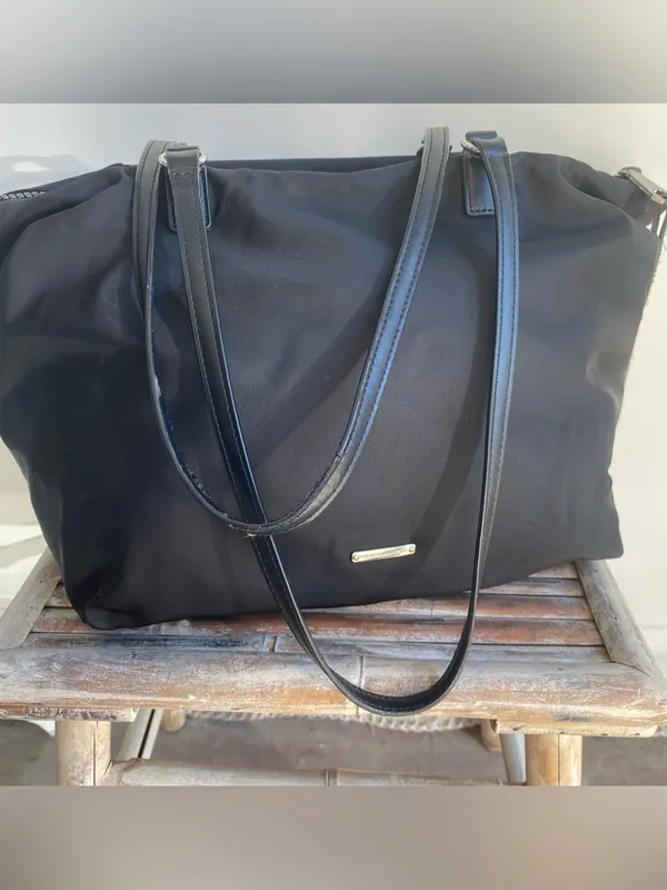 Rebecca Minkoff black nylon shoulder tote bag work office travel city minimalist - Image 2