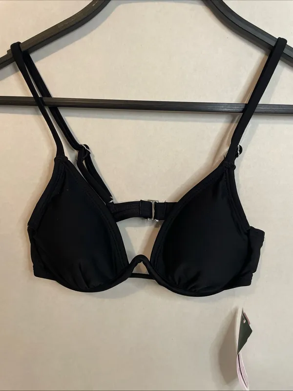 Wild Fable Classic Black Bikini Top w/ Removable Pads. Underwire. Size: XXS (00) - Image 5