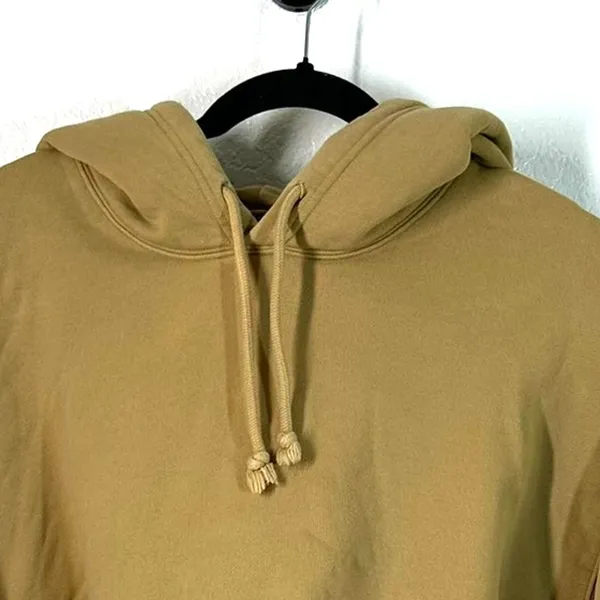 M Aritzia TNA Cozy Sweatfleece Perfect Crop Hoodie Sweatshirt Cropped Camel - Image 6