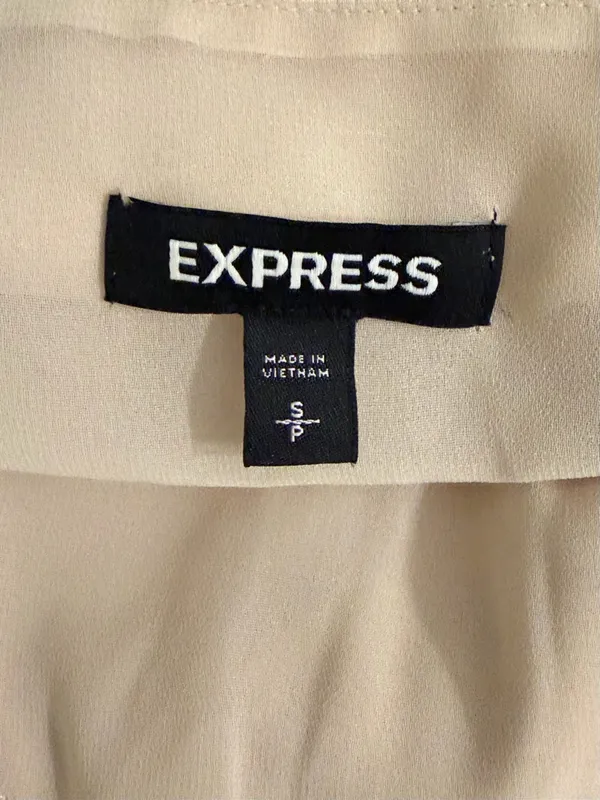 Express Size Small Beige Satin Camisole Tank Top Lace Trim Adjustable Straps - Image 4