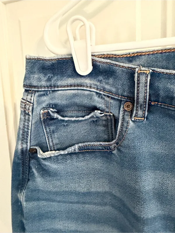American Eagle Mom Jeans 16 Long High Rise Distressed Stretch‎ Denim - Image 5