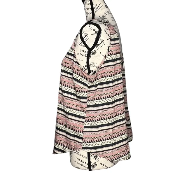 Bjewel (M) Aztec Tribal Print Scoop Neck Exposed Back Zipper Round Hem Tank - Image 3