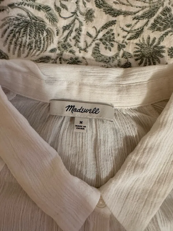 Madewell White Short Sleeve Button-Up Blouse - Image 2
