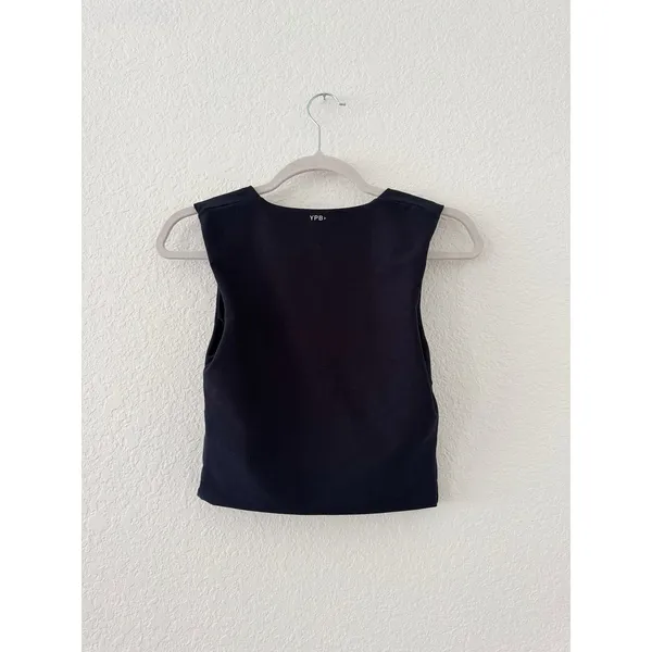 Abercrombie YPB sculptLUX Cutout Cropped Tank Top Black White Size M - Image 2