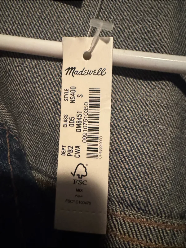 Madewell Button‑Front Denim Jacket in Charleston Wash — Women’s Size S, NWT - Image 3