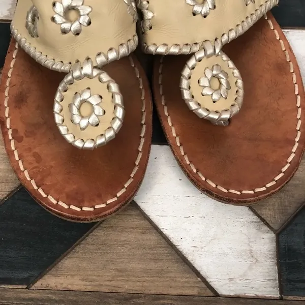 Jack Rogers Hamptons Leather‎ Sandal In Beige Tan - Image 2