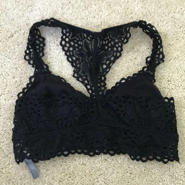 Aerie Razorback Flower Lace Black Bralette - Image 3