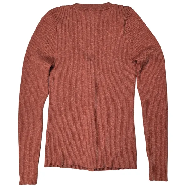 Madewell XS Ribbed Scoopneck Cardigan Sweater Weathered Brick NG738 Cotton Blend - Image 2