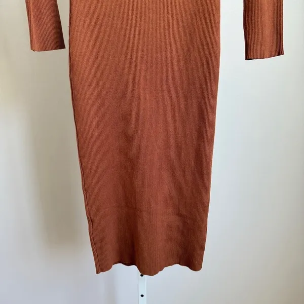 Hera Collection‎ Dress 2XL Brown Off-shoulder ribbed knit midi dress NWT - Image 9