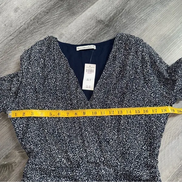 Abercrombie & Fitch Dress Navy White Pebble Long Sleeve NEW - Image 9