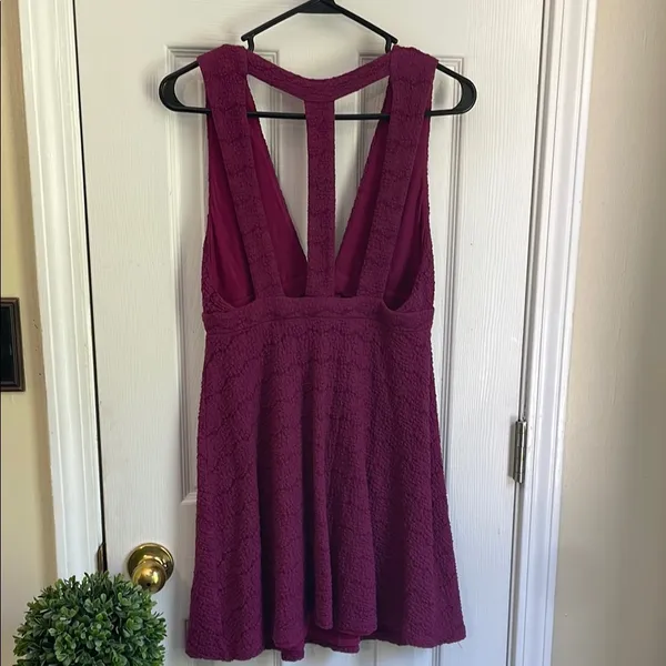 Free People Purple Ruched Cut Out Mini Dress - Image 4