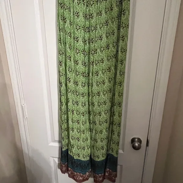 Zara Green and Brown Floral Skirt - Image 3