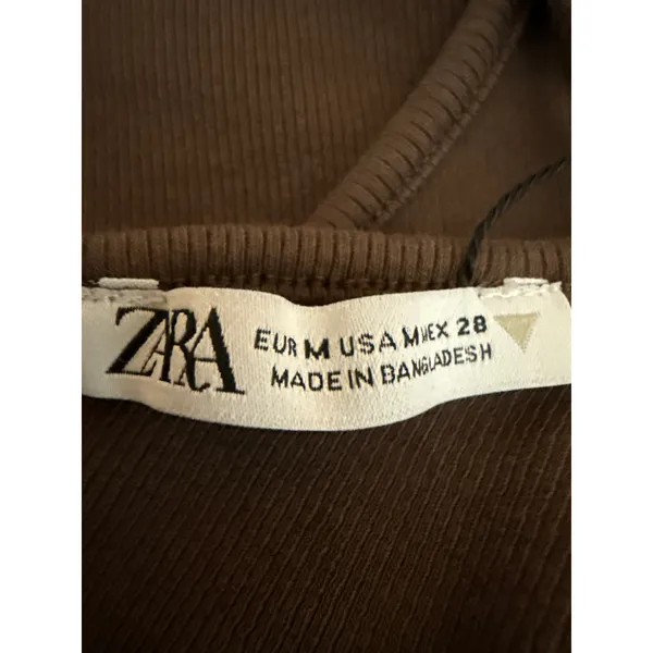 Zara Brown Sleeveless Ribbed Knit Cutout Back Cami Camisole Tank Top Size M - Image 3