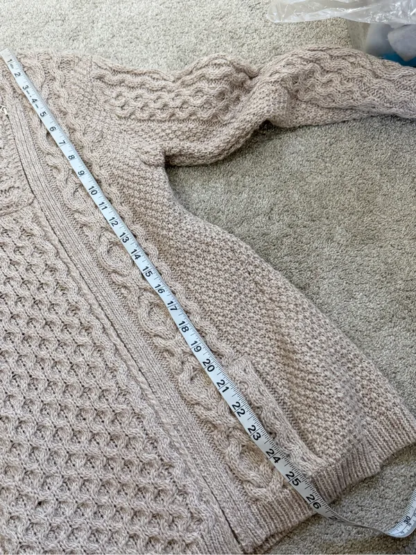 Boston Irish 100% New Merino Wool Asymmetrical Side Zip Cable Knit Sweater L - Image 10