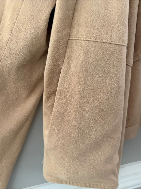 BB Dakota Faux Suede Waterfall Jacket Beige Open Front Drape Large Boho Western - Image 5
