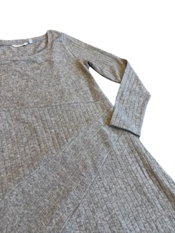 Soft Surroundings Beige Ribbed Knit Sweater Dress Long Sleeve Midi Medium Womens - Image 11