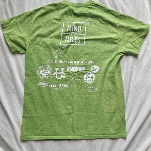 green and white Notre Dame Holy Half Marathon shirt - Image 4