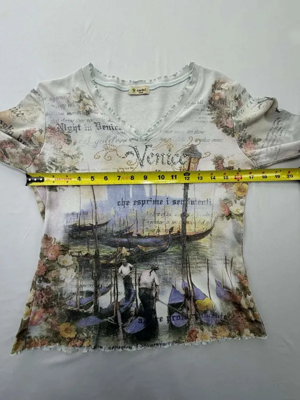 Vintage Cactus Venice Italy Rhinestone Graphic 3/4 Sleeve Top - Image 6
